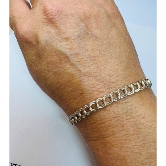 Vintage Estate Sterling Silver 925 Italian Chain Link Bracelet 7.5” Men Women - Picture 3 of 7